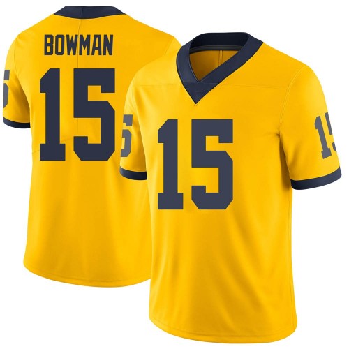 Alan Bowman Michigan Wolverines Men's NCAA #15 Maize Limited Brand Jordan College Stitched Football Jersey YLW6254UI